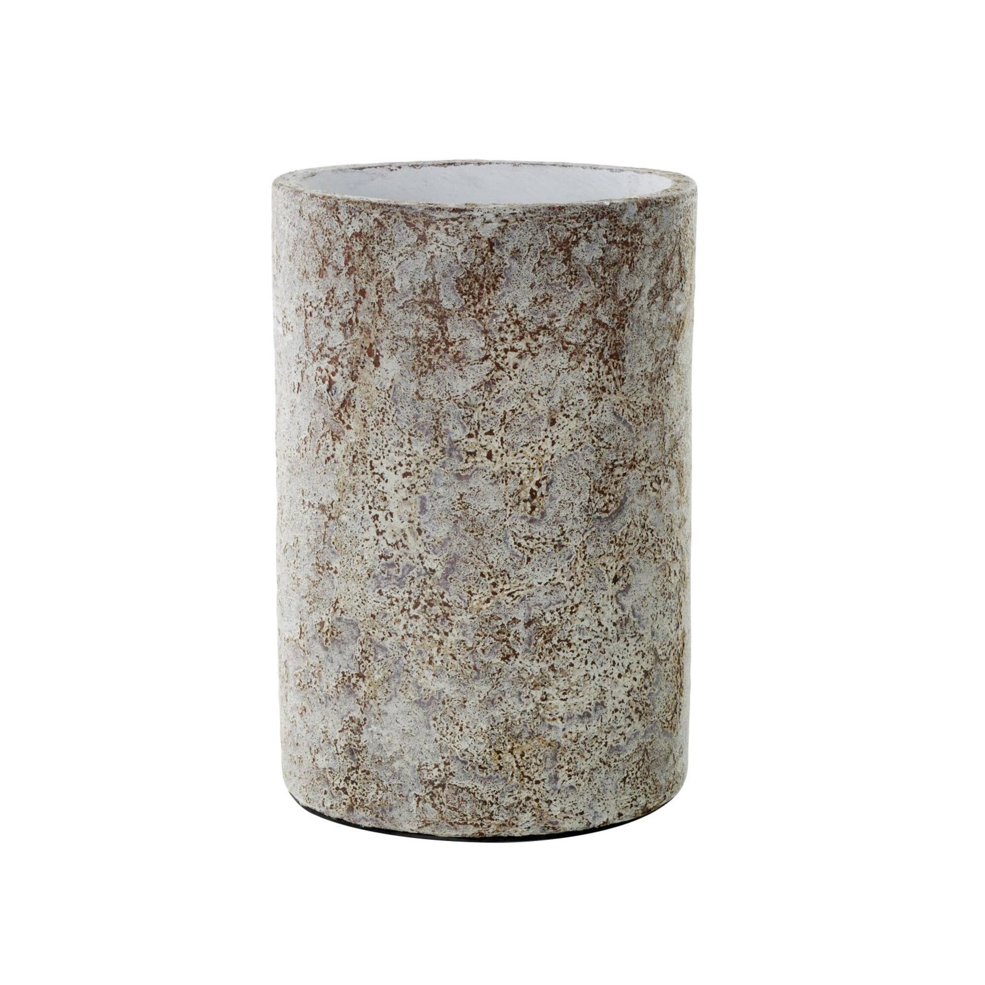 12" Brown Ceramic Wide Textured Vase